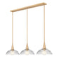 Z-Lite Lunelle 52" 3-Light Modern Gold Steel Frame Clear Glass Shade Linear Chandellier