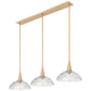 Z-Lite Lunelle 52" 3-Light Modern Gold Steel Frame Clear Glass Shade Linear Chandellier