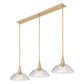Z-Lite Lunelle 52" 3-Light Modern Gold Steel Frame Clear Glass Shade Linear Chandellier