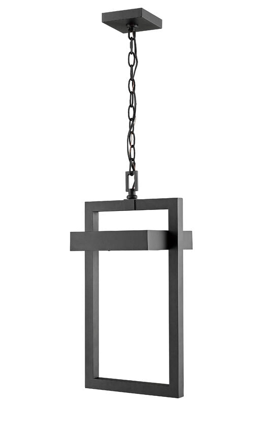 Z-Lite Luttrel 11" 1-Light LED Black Aluminum Outdoor Chain Mount Ceiling Fixture With Frosted Glass Shade