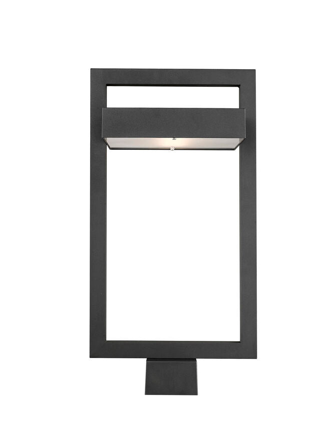 Z-Lite Luttrel 11" 1-Light LED Black Outdoor Post Mount Fixture With Frosted Glass Shade