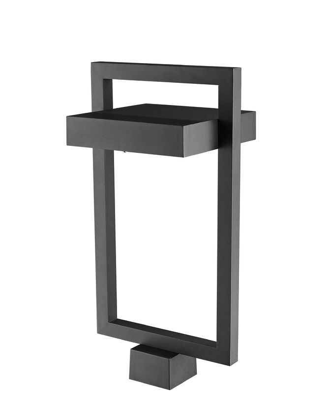 Z-Lite Luttrel 11" 1-Light LED Black Outdoor Post Mount Fixture With Frosted Glass Shade