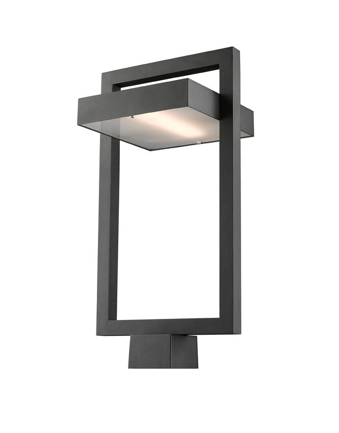 Z-Lite Luttrel 11" 1-Light LED Black Outdoor Post Mount Fixture With Frosted Glass Shade