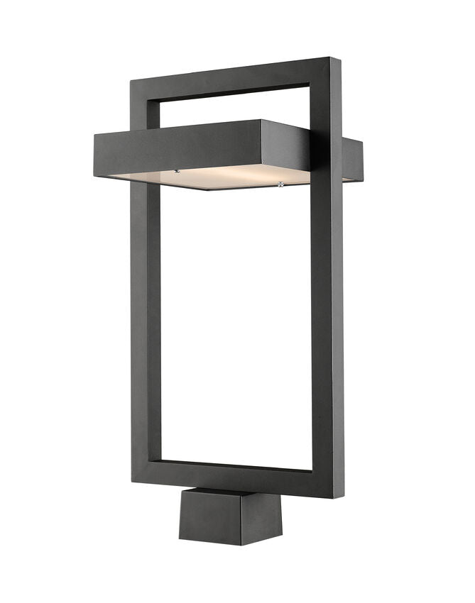 Z-Lite Luttrel 11" 1-Light LED Black Outdoor Post Mount Fixture With Frosted Glass Shade