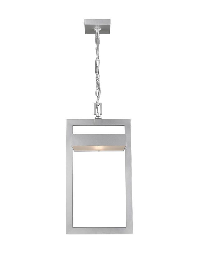 Z-Lite Luttrel 11" 1-Light LED Silver Aluminum Outdoor Chain Mount Ceiling Fixture With Frosted Glass Shade