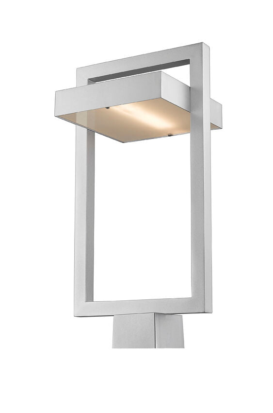 Z-Lite Luttrel 11" 1-Light LED Silver Outdoor Post Mount Fixture With Frosted Glass Shade