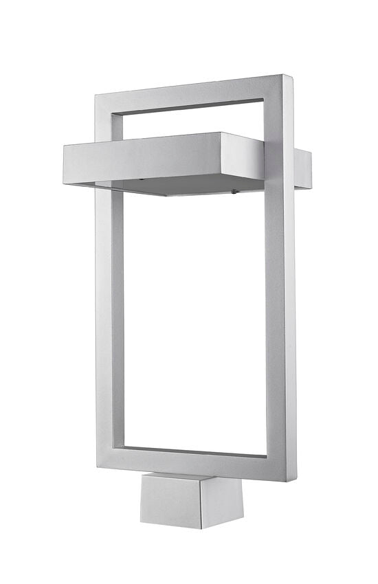 Z-Lite Luttrel 11" 1-Light LED Silver Outdoor Post Mount Fixture With Frosted Glass Shade