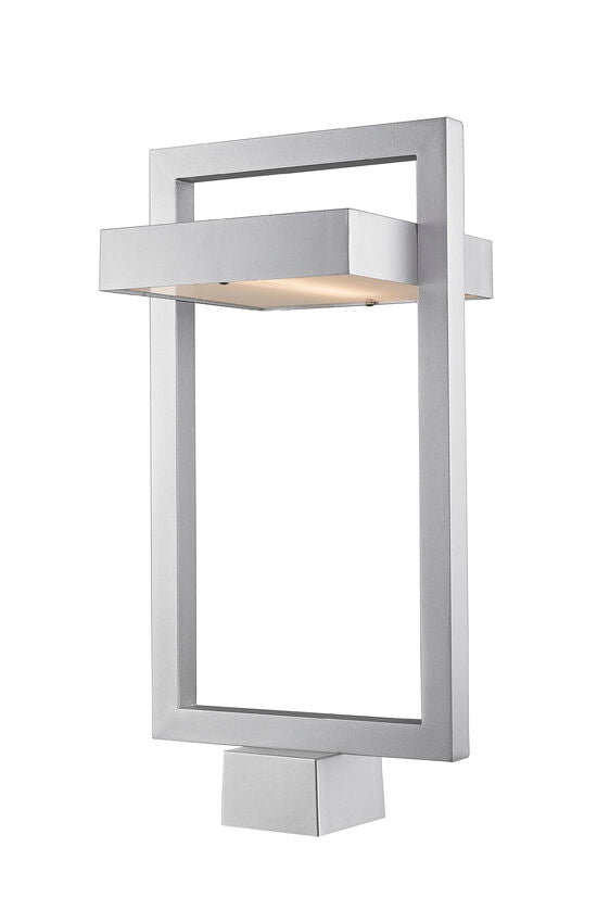 Z-Lite Luttrel 11" 1-Light LED Silver Outdoor Post Mount Fixture With Frosted Glass Shade