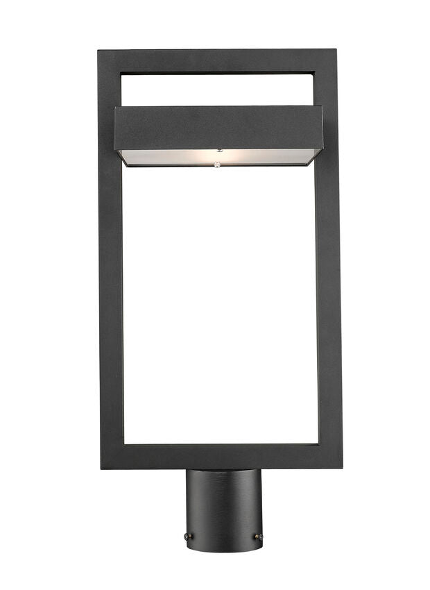 Z-Lite Luttrel 11" W x 22" H 1-Light LED Black Outdoor Post Mount Fixture With Frosted Glass Shade