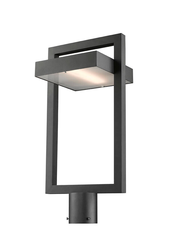 Z-Lite Luttrel 11" W x 22" H 1-Light LED Black Outdoor Post Mount Fixture With Frosted Glass Shade