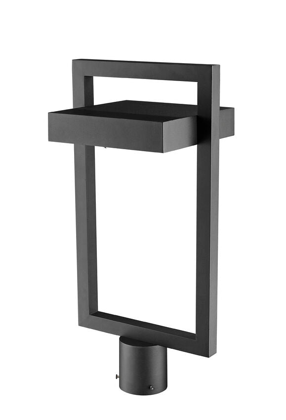 Z-Lite Luttrel 11" W x 22" H 1-Light LED Black Outdoor Post Mount Fixture With Frosted Glass Shade