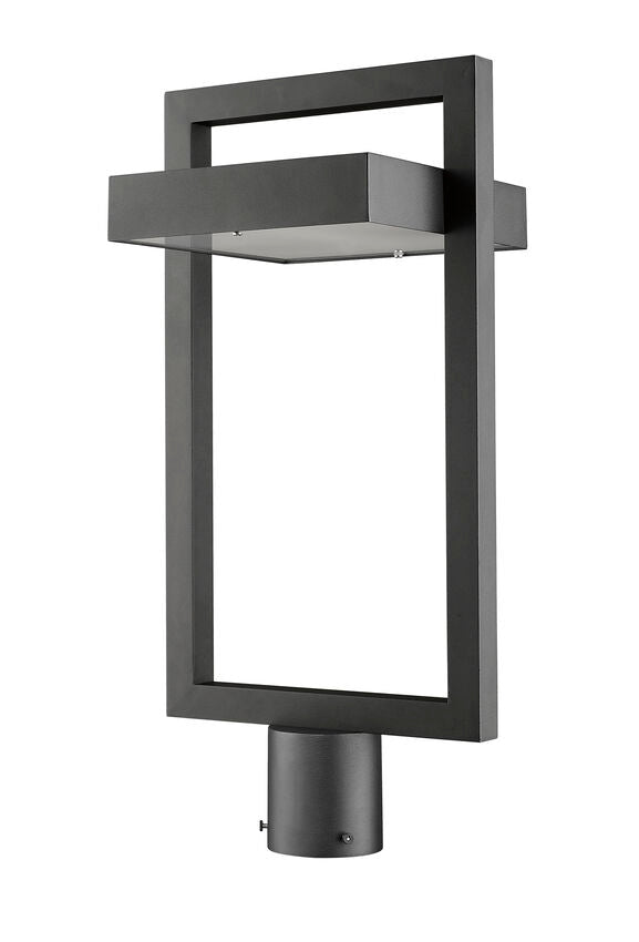Z-Lite Luttrel 11" W x 22" H 1-Light LED Black Outdoor Post Mount Fixture With Frosted Glass Shade