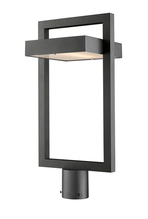 Z-Lite Luttrel 11" W x 22" H 1-Light LED Black Outdoor Post Mount Fixture With Frosted Glass Shade
