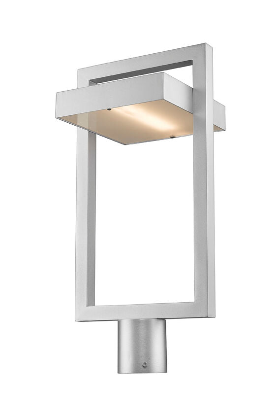 Z-Lite Luttrel 11" W x 22" H 1-Light LED Silver Outdoor Post Mount Fixture With Frosted Glass Shade