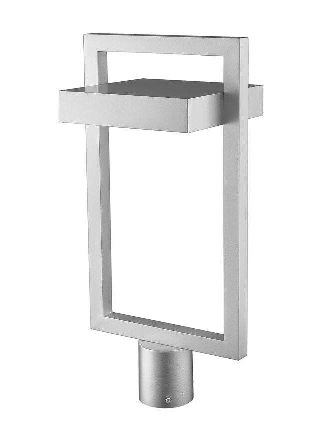 Z-Lite Luttrel 11" W x 22" H 1-Light LED Silver Outdoor Post Mount Fixture With Frosted Glass Shade