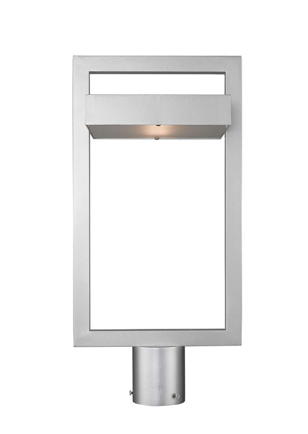 Z-Lite Luttrel 11" W x 22" H 1-Light LED Silver Outdoor Post Mount Fixture With Frosted Glass Shade