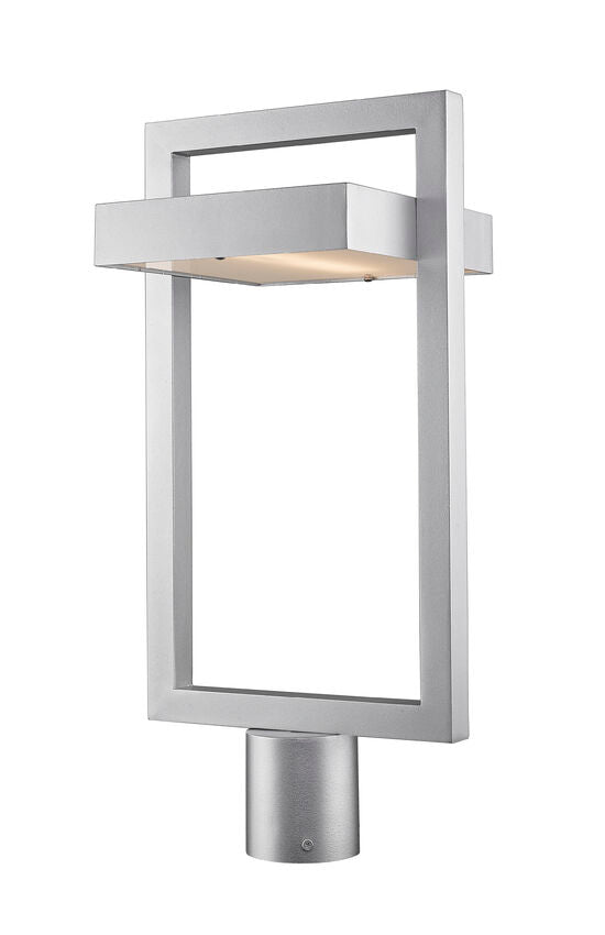 Z-Lite Luttrel 11" W x 22" H 1-Light LED Silver Outdoor Post Mount Fixture With Frosted Glass Shade