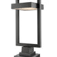 Z-Lite Luttrel 11" W x 24" H 1-Light LED Black Outdoor Post Mount Fixture and Square Pier Mount With Frosted Glass Shade