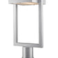 Z-Lite Luttrel 11" W x 24" H 1-Light LED Silver Outdoor Post Mount Fixture and Round Pier Mount With Frosted Glass Shade