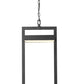 Z-Lite Luttrel 12" 1-Light LED Black Aluminum Outdoor Chain Mount Ceiling Fixture With Sand Blast Glass Shade