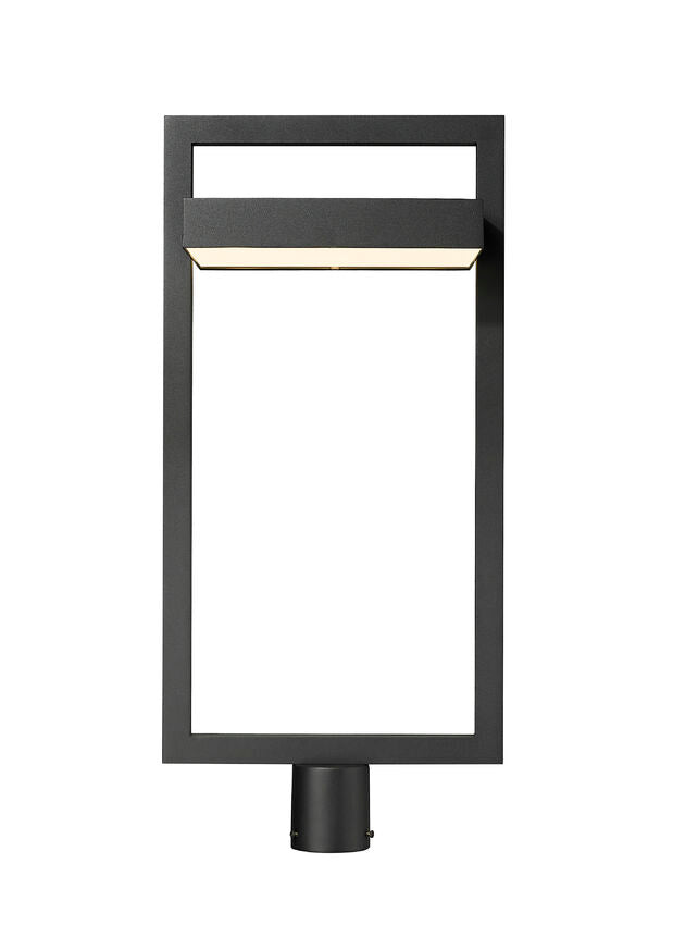 Z-Lite Luttrel 12" 1-Light LED Black Outdoor Post Mount Fixture With Sand Blast Glass Shade