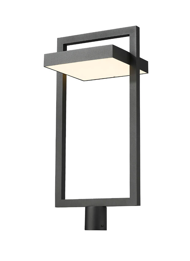 Z-Lite Luttrel 12" 1-Light LED Black Outdoor Post Mount Fixture With Sand Blast Glass Shade