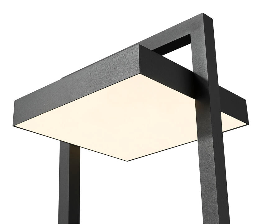 Z-Lite Luttrel 12" 1-Light LED Black Outdoor Post Mount Fixture With Sand Blast Glass Shade
