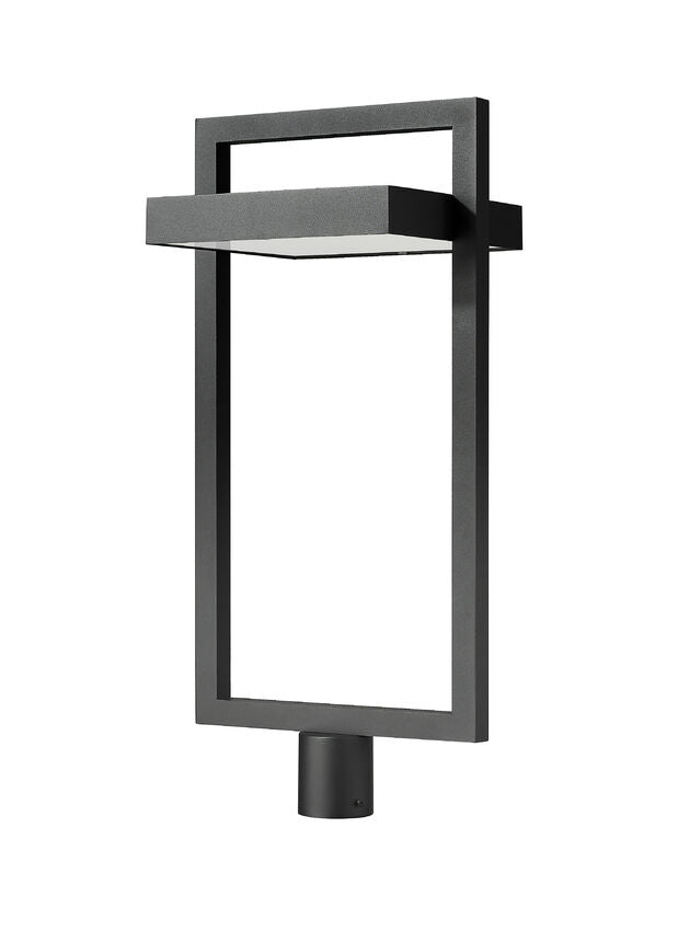 Z-Lite Luttrel 12" 1-Light LED Black Outdoor Post Mount Fixture With Sand Blast Glass Shade