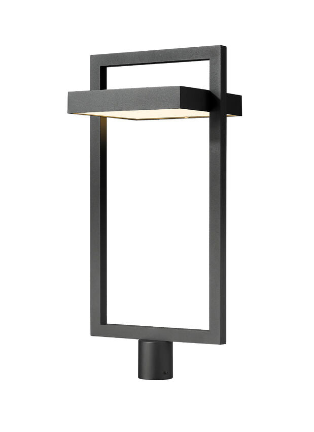 Z-Lite Luttrel 12" 1-Light LED Black Outdoor Post Mount Fixture With Sand Blast Glass Shade