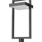 Z-Lite Luttrel 12" 1-Light LED Black Outdoor Post Mount Fixture and Round Pier Mount With Sand Blast Glass Shade