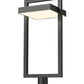 Z-Lite Luttrel 12" 1-Light LED Black Outdoor Post Mount Fixture and Round Pier Mount With Sand Blast Glass Shade