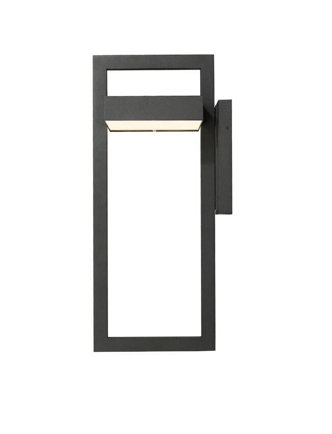 Z-Lite Luttrel 12" 1-Light LED Black Outdoor Wall Sconce With Sand Blast Glass Shade