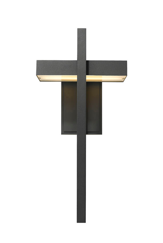 Z-Lite Luttrel 12" 1-Light LED Black Outdoor Wall Sconce With Sand Blast Glass Shade