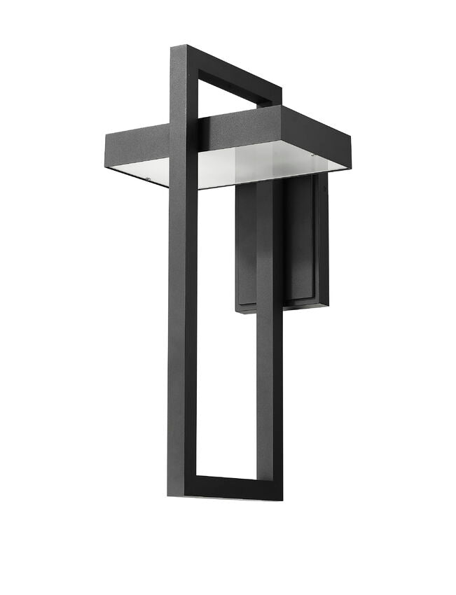 Z-Lite Luttrel 12" 1-Light LED Black Outdoor Wall Sconce With Sand Blast Glass Shade