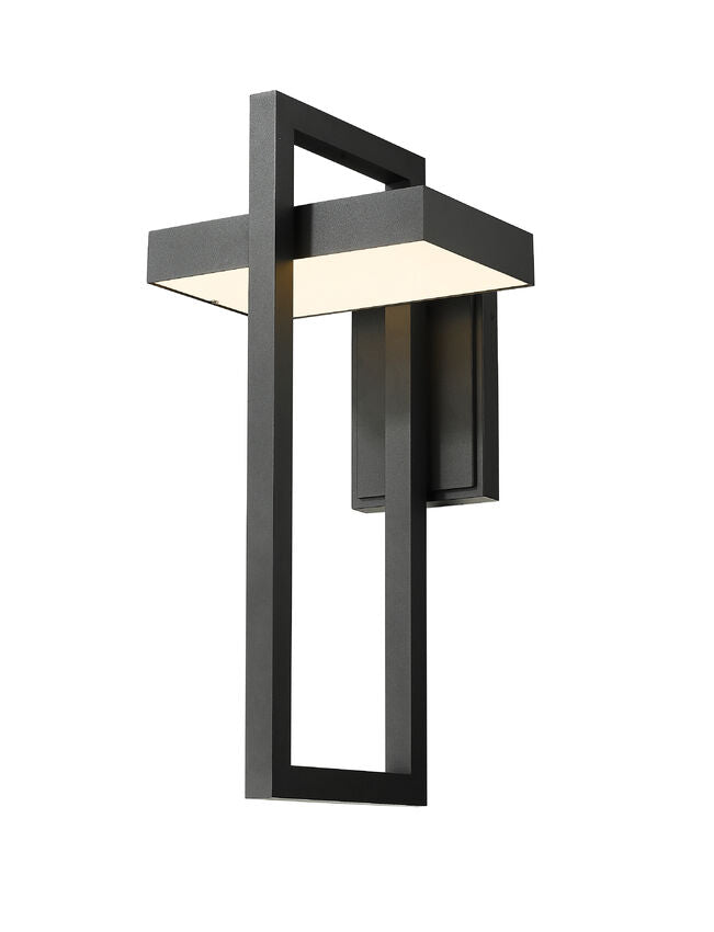 Z-Lite Luttrel 12" 1-Light LED Black Outdoor Wall Sconce With Sand Blast Glass Shade