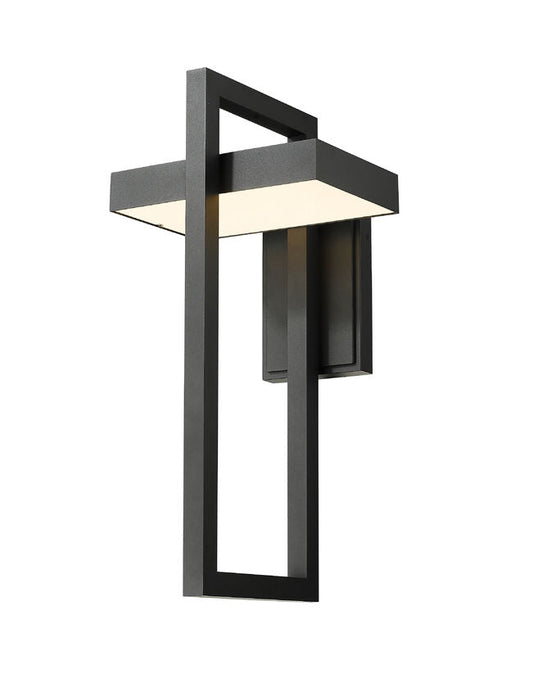 Z-Lite Luttrel 12" 1-Light LED Black Outdoor Wall Sconce With Sand Blast Glass Shade
