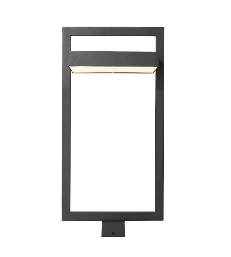 Z-Lite Luttrel 12" W x 29" H 1-Light LED Black Outdoor Post Mount Fixture With Sand Blast Glass Shade