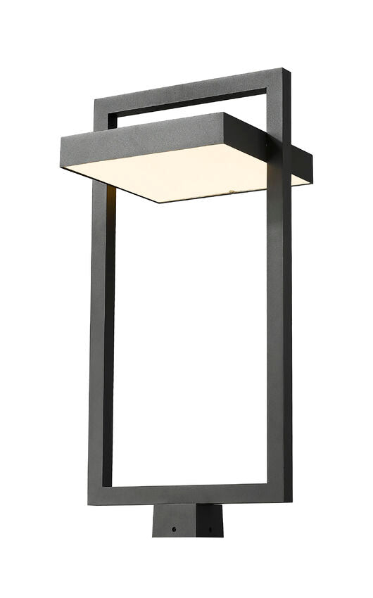 Z-Lite Luttrel 12" W x 29" H 1-Light LED Black Outdoor Post Mount Fixture With Sand Blast Glass Shade