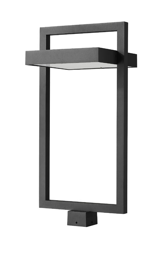 Z-Lite Luttrel 12" W x 29" H 1-Light LED Black Outdoor Post Mount Fixture With Sand Blast Glass Shade