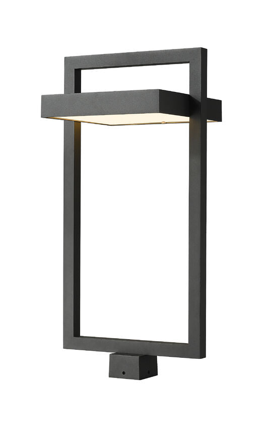 Z-Lite Luttrel 12" W x 29" H 1-Light LED Black Outdoor Post Mount Fixture With Sand Blast Glass Shade