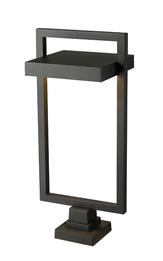 Z-Lite Luttrel 12" W x 32" H 1-Light LED Black Outdoor Post Mount Fixture and Square Pier Mount With Sand Blast Glass Shade