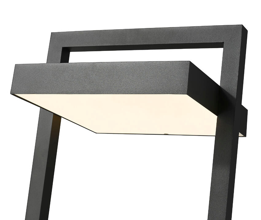 Z-Lite Luttrel 12" W x 32" H 1-Light LED Black Outdoor Post Mount Fixture and Square Pier Mount With Sand Blast Glass Shade