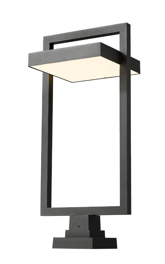 Z-Lite Luttrel 12" W x 32" H 1-Light LED Black Outdoor Post Mount Fixture and Square Pier Mount With Sand Blast Glass Shade