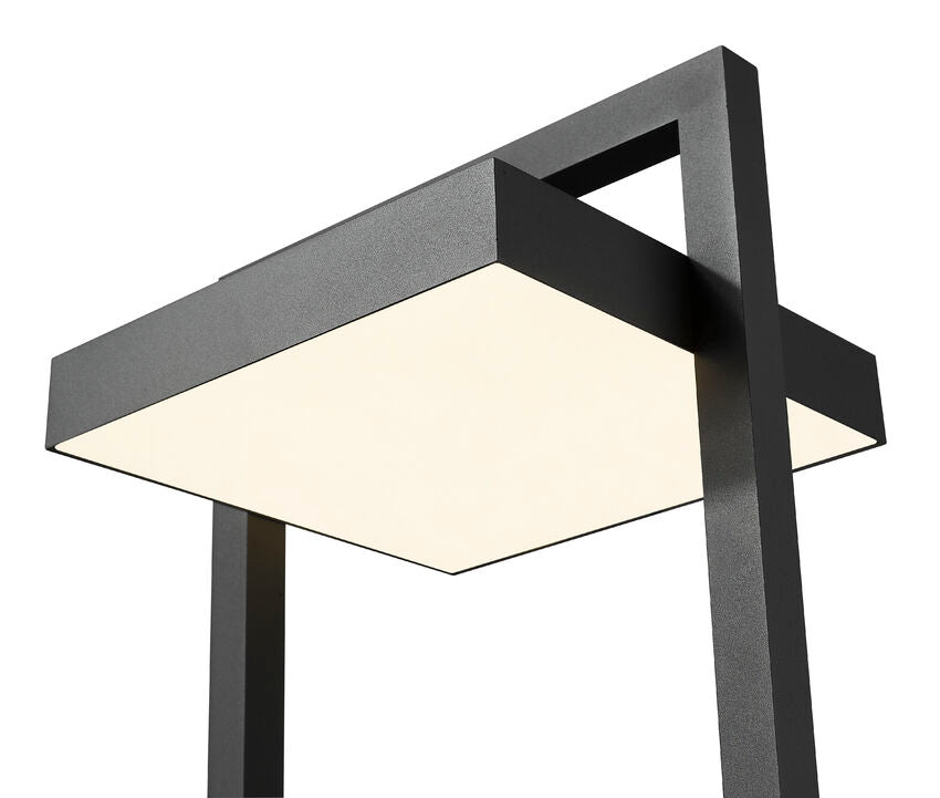 Z-Lite Luttrel 12" W x 33" H 1-Light LED Black Outdoor Post Mount Fixture and Round Pier Mount With Sand Blast Glass Shade