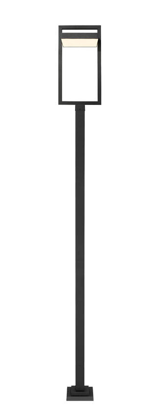 Z-Lite Luttrel 566PHXLS-536P-BK-LED 1-Light LED-Integrated Black Aluminum Frame Sand Blast Glass Shade Outdoor Post Mounted Fixture