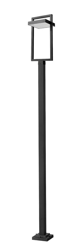 Z-Lite Luttrel 566PHXLS-536P-BK-LED 1-Light LED-Integrated Black Aluminum Frame Sand Blast Glass Shade Outdoor Post Mounted Fixture
