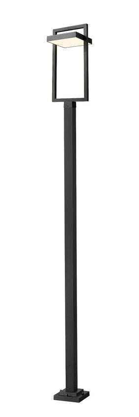 Z-Lite Luttrel 566PHXLS-536P-BK-LED 1-Light LED-Integrated Black Aluminum Frame Sand Blast Glass Shade Outdoor Post Mounted Fixture