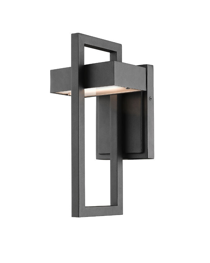 Z-Lite Luttrel 6" 1-Light LED Black Outdoor Wall Sconce With Frosted Glass Shade