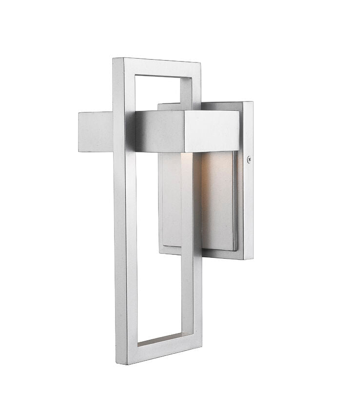Z-Lite Luttrel 6" 1-Light LED Silver Outdoor Wall Sconce With Frosted Glass Shade