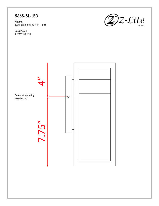 Z-Lite Luttrel 6" 1-Light LED Silver Outdoor Wall Sconce With Frosted Glass Shade